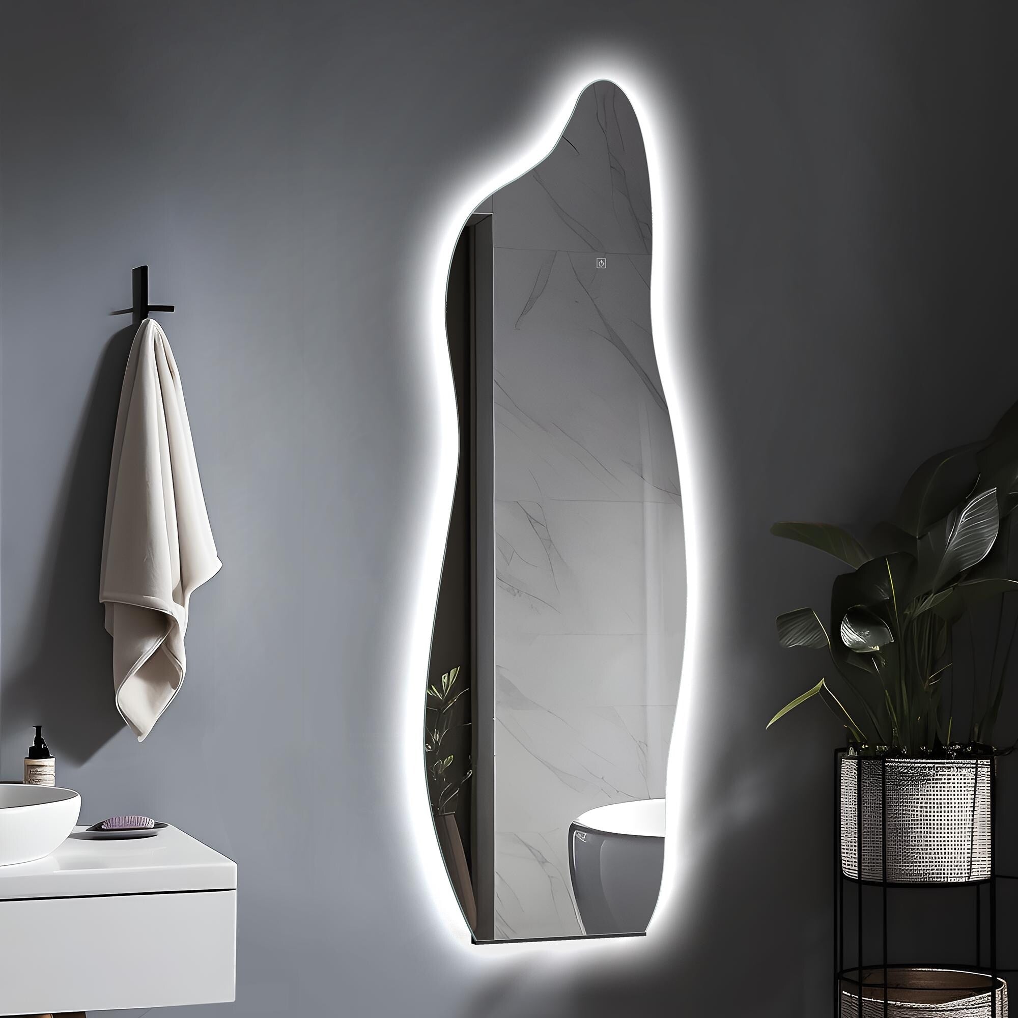 LED Mirror Full Length Wall Mirror Vanity Mirror Adjustable Color 55''