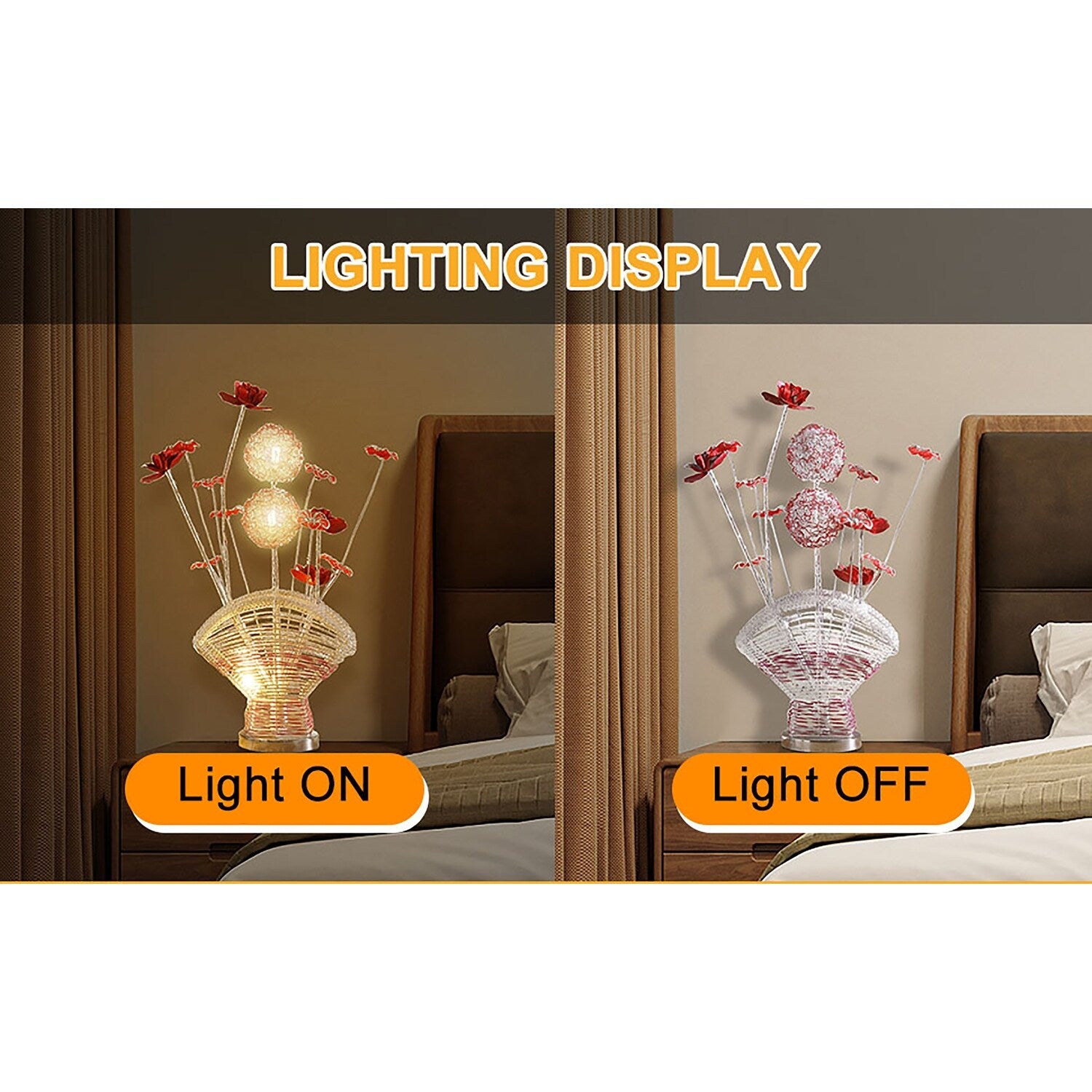 21.5 In LED Aluminum Rose Petal Vase Table Lamp