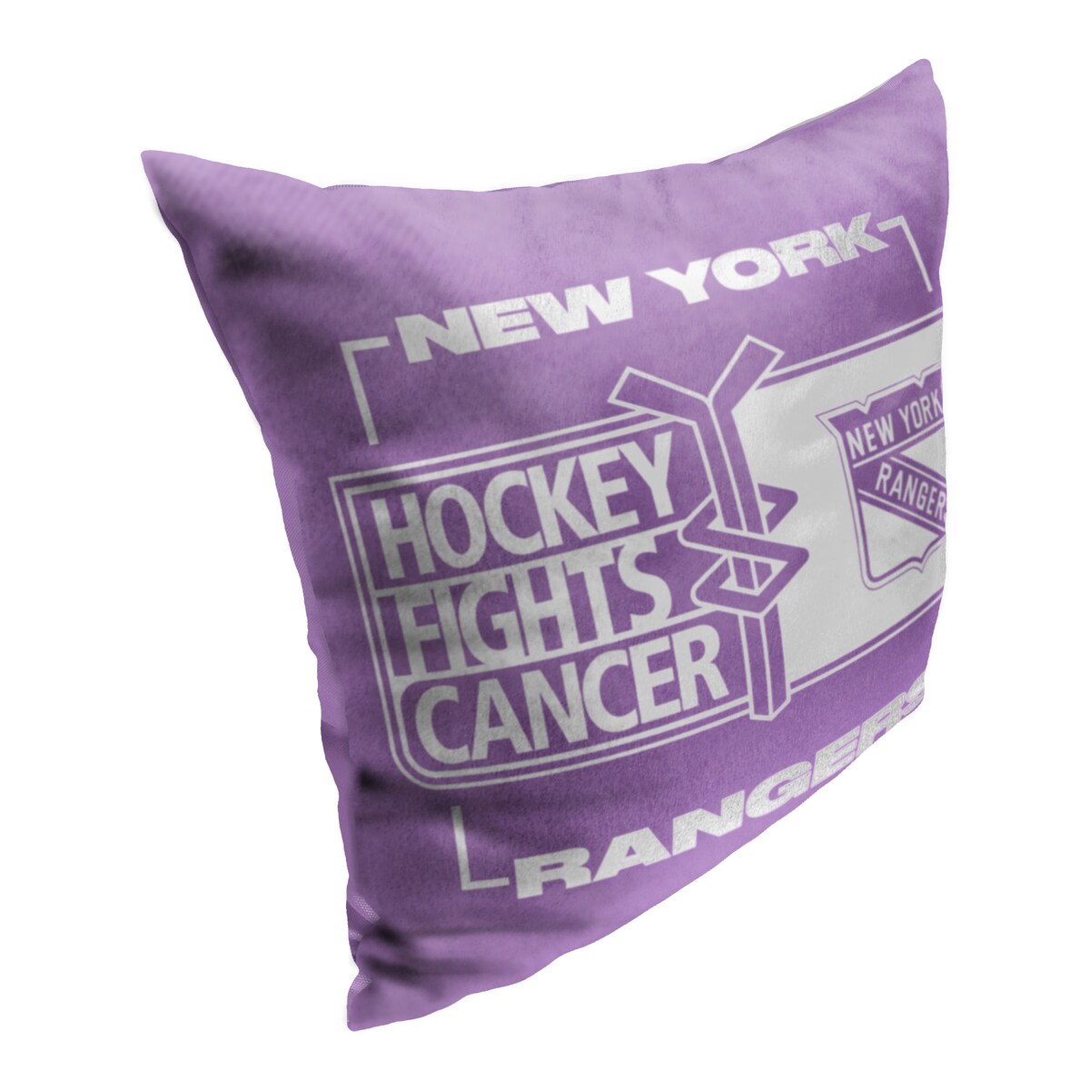 NHL Hockey Fights Cancer Fight For Ny Rangers Printed Throw Pillow - Purple