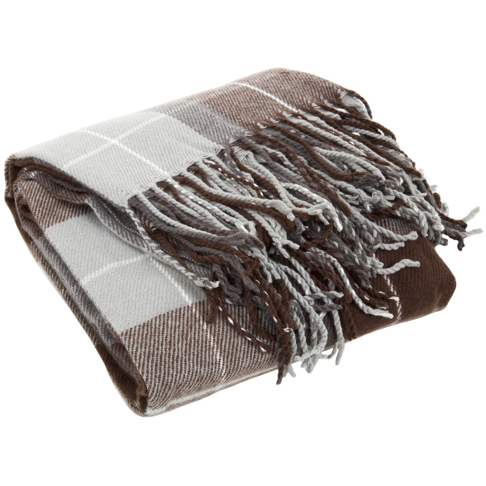 Throw Blanket - 50x60 Machine-Washable Cashmere-Like Throw by Windsor Home (Brown Plaid)