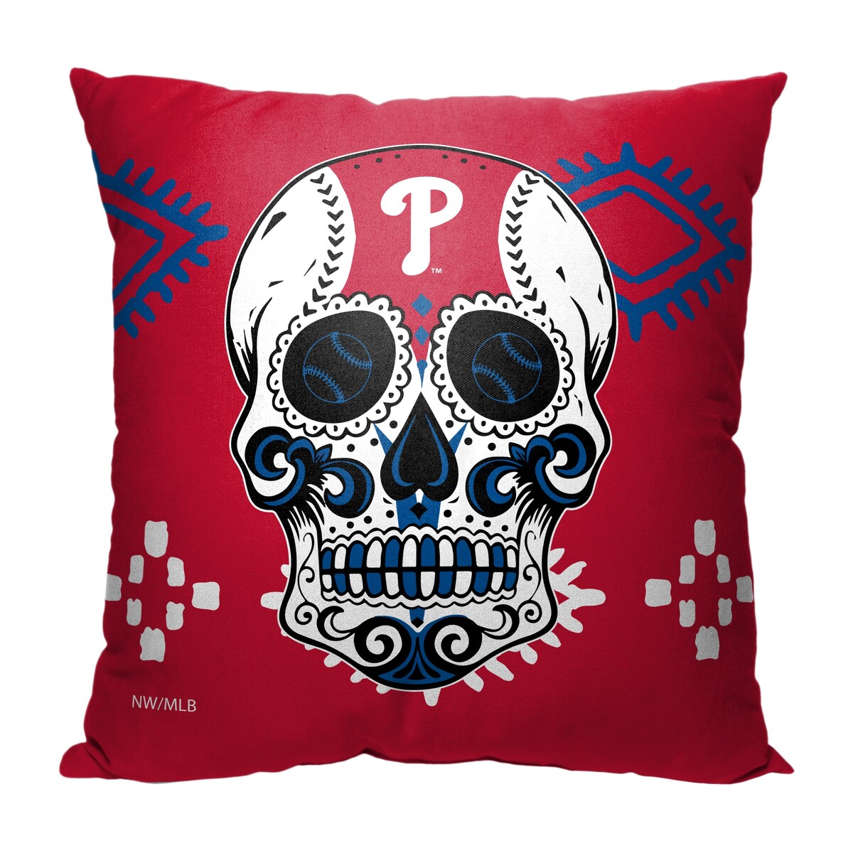 MLB Philadelphia Phillies Candy Skull 18 Inch Throw Pillow