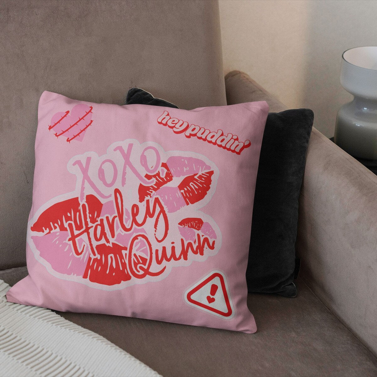 WB/DC Love Harley Printed Throw Pillow - Pink