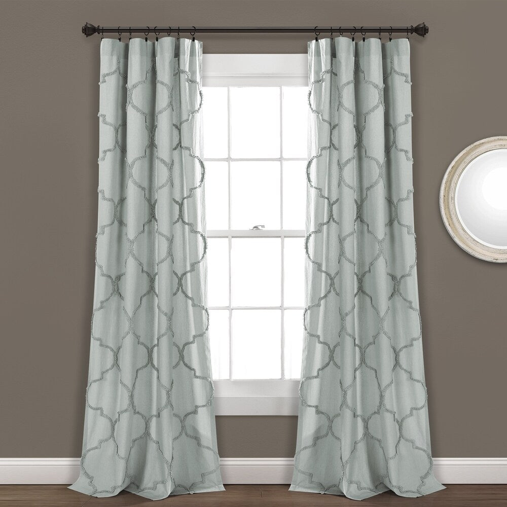 Porch & Den Aloclek Chenille Trellis Window Curtain Panel Pair