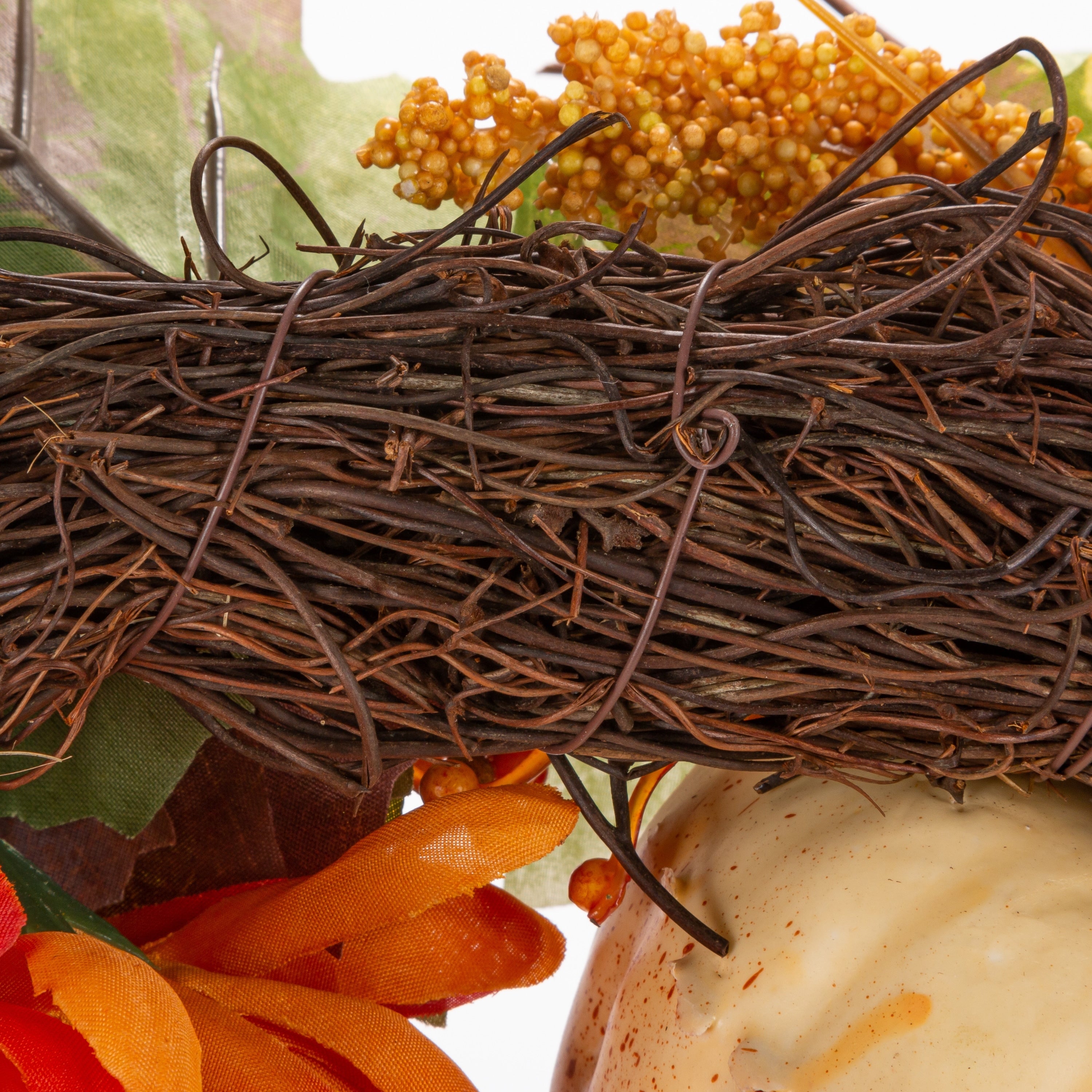 26 in. Diameter Harvest Wreath with Pumpkin and Berry Accents