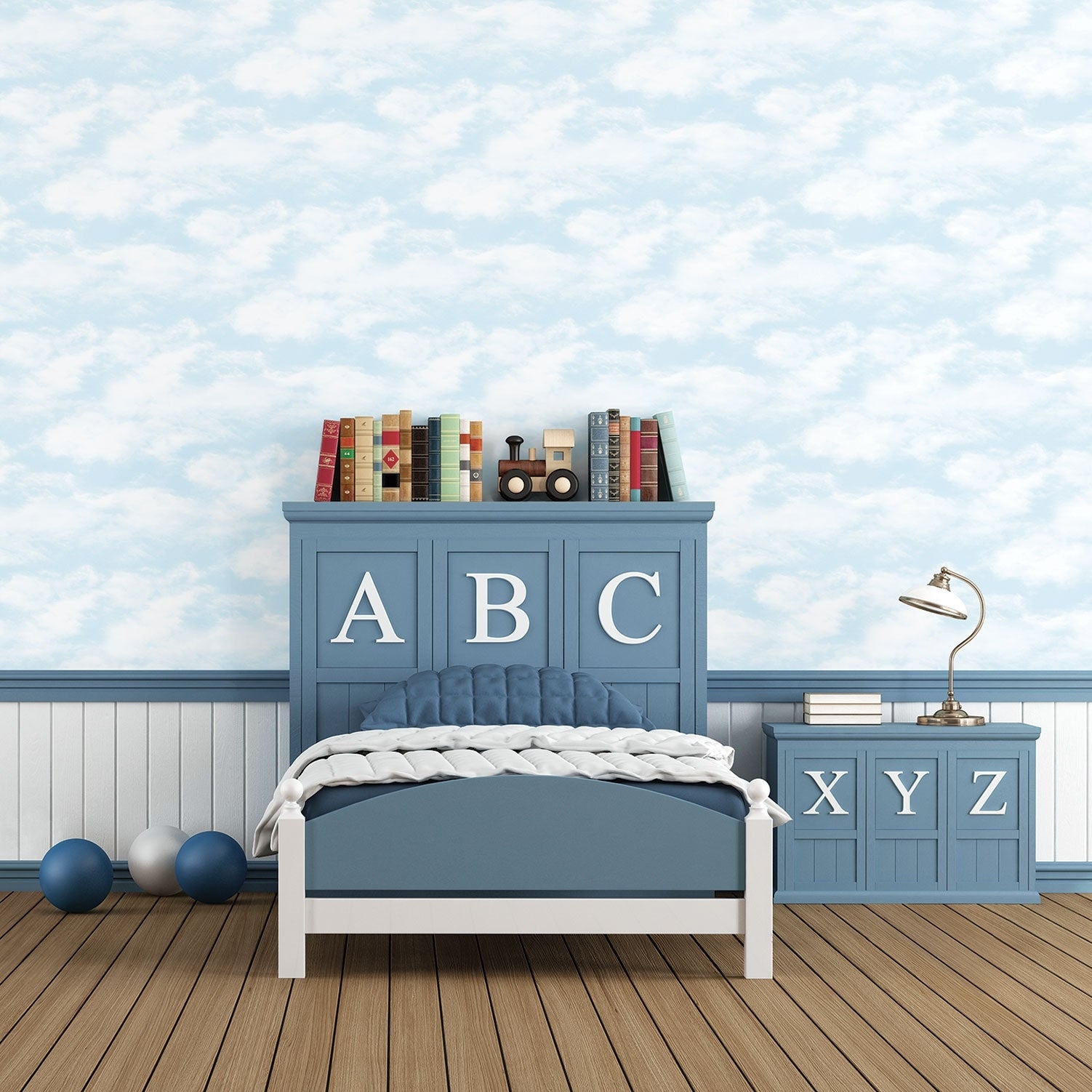 Galerie Wallcoverings Just 4 Kids 2 Floating Clouds Non-woven Matte Wallpaper Roll