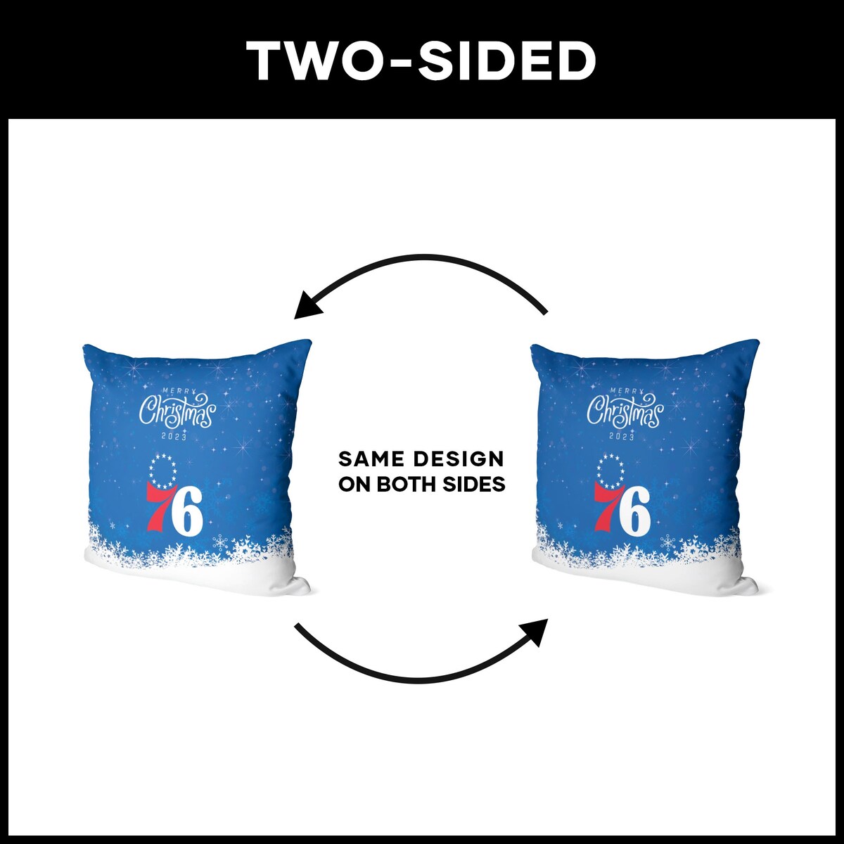 NBA Christmas 2023 76Ers Printed Throw Pillow - Blue