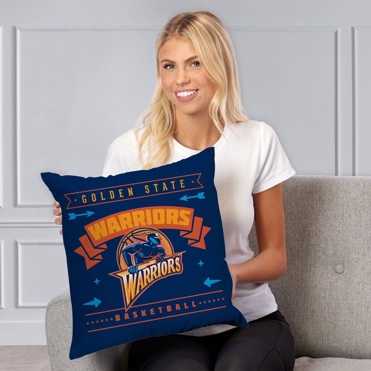 NBA Hardwood Classic Warriors Printed Throw Pillow - Blue