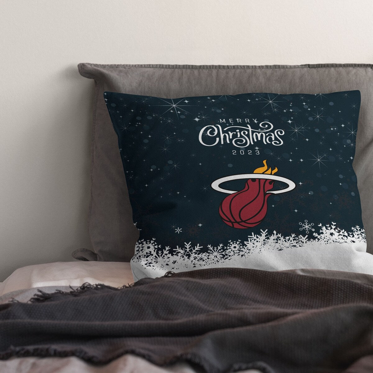 NBA Christmas 2023 Heat Printed Throw Pillow - Blue