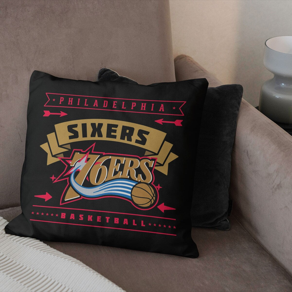 NBA Hardwood Classic 76ERS Printed Throw Pillow - Black