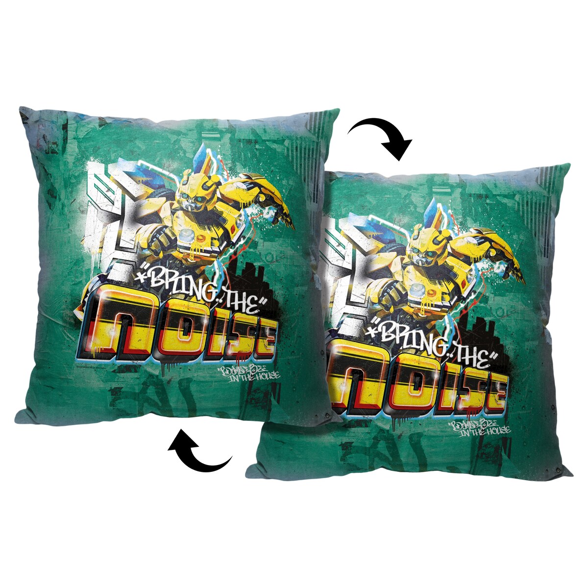 Hasbro Transformers: Rise of the Beasts Bumblebee in the House Printed Throw Pillow - Green