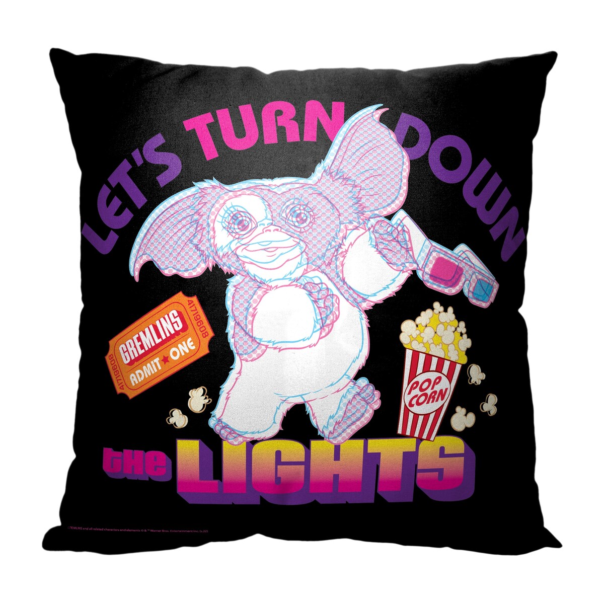 Warner Brothers Gremlins Turn off the Lights 18 Inch Throw Pillow