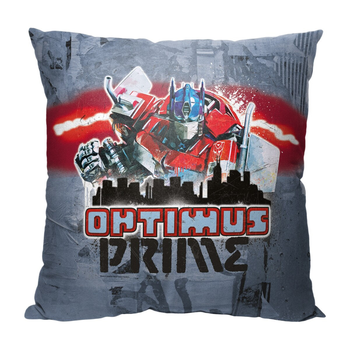 Hasbro Transformers: Rise of the Beasts Brooklyn Optimus Printed Throw Pillow - Grey