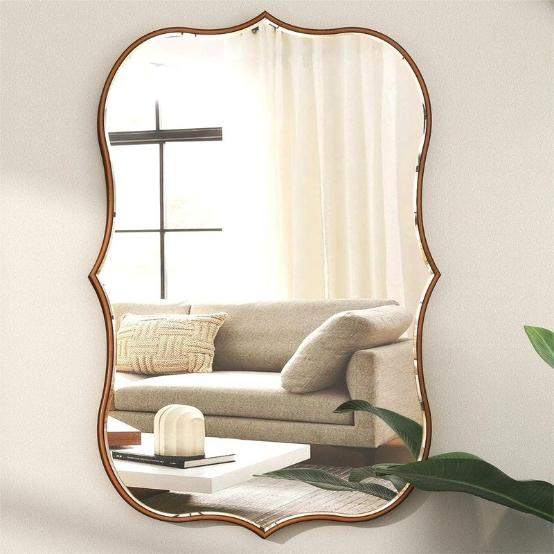 Asymmetrical Gold Antique Bronze Accent Wall Mirror - 23.62×35.4