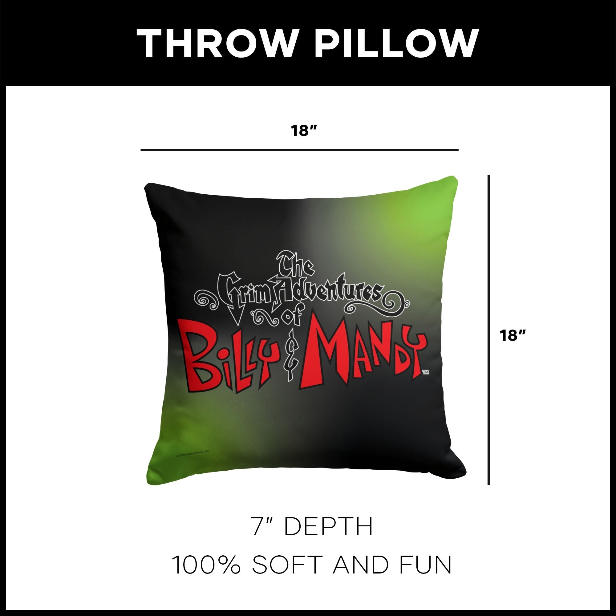 Cartoon Network Billy And Mandy Title Logo 18 Inch Throw Pillow