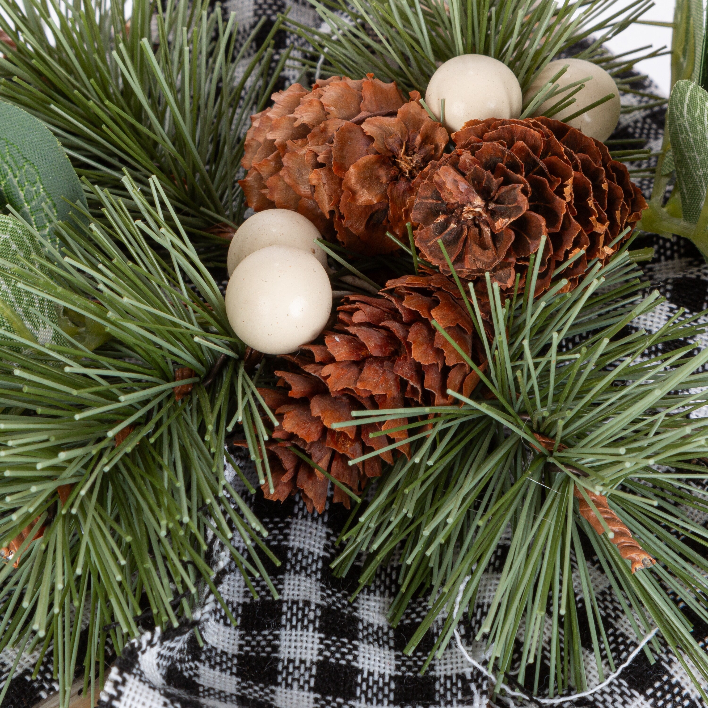 Woven Nested Box Decor with Pine Cones and Bow Set of 3