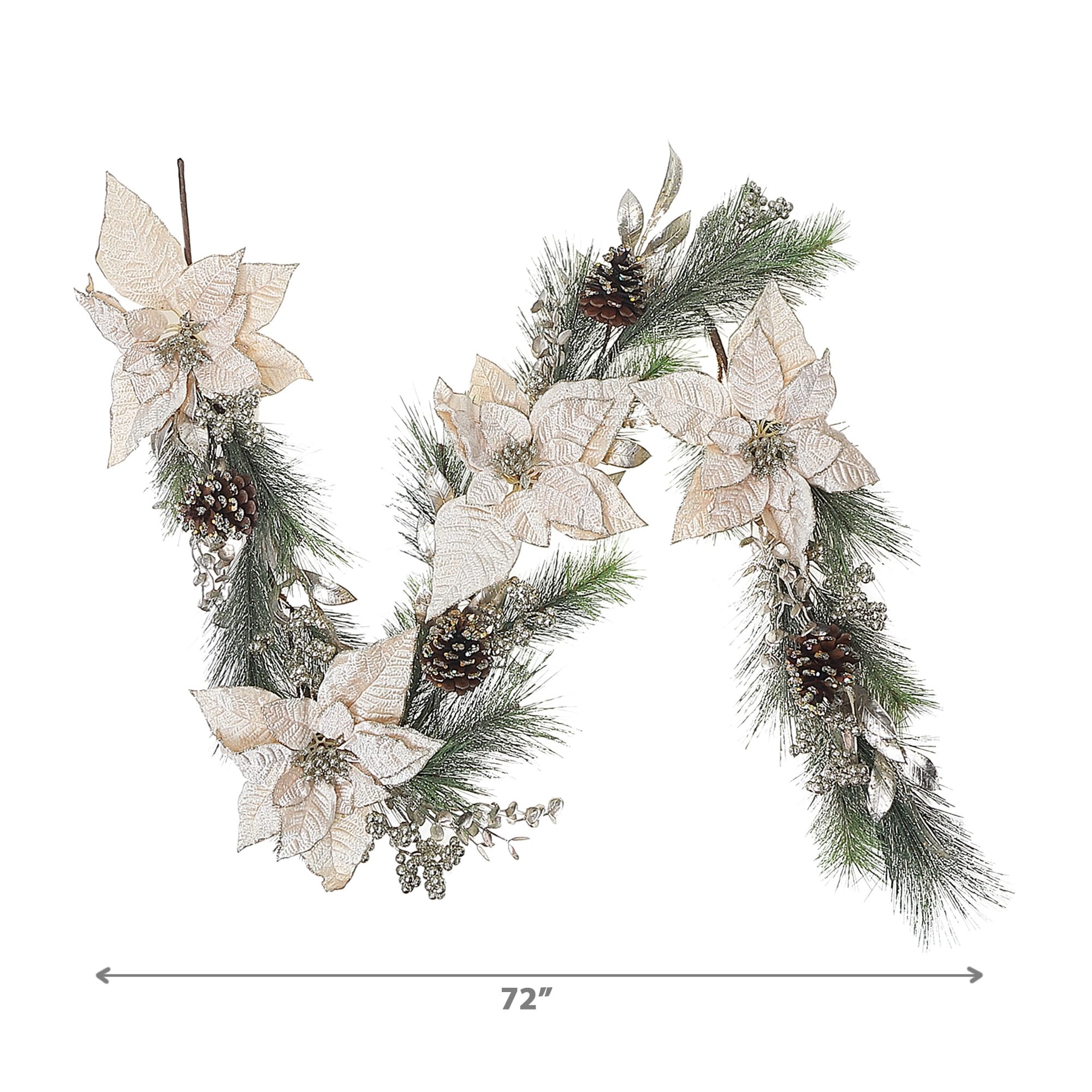 Poinsettia And Pinecone Garland - Multi