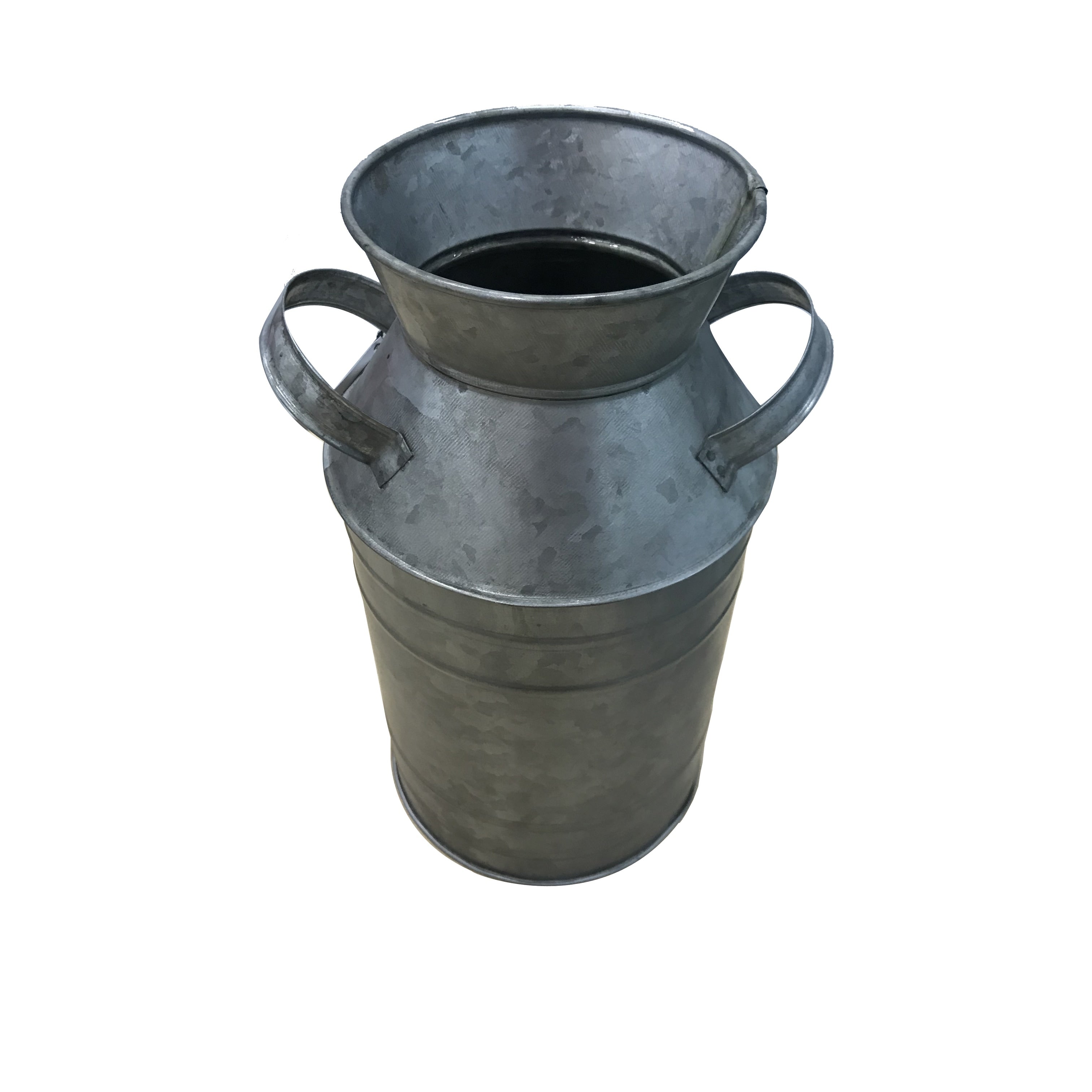 Countryside metal galvanized milk can shape pitcher, gray