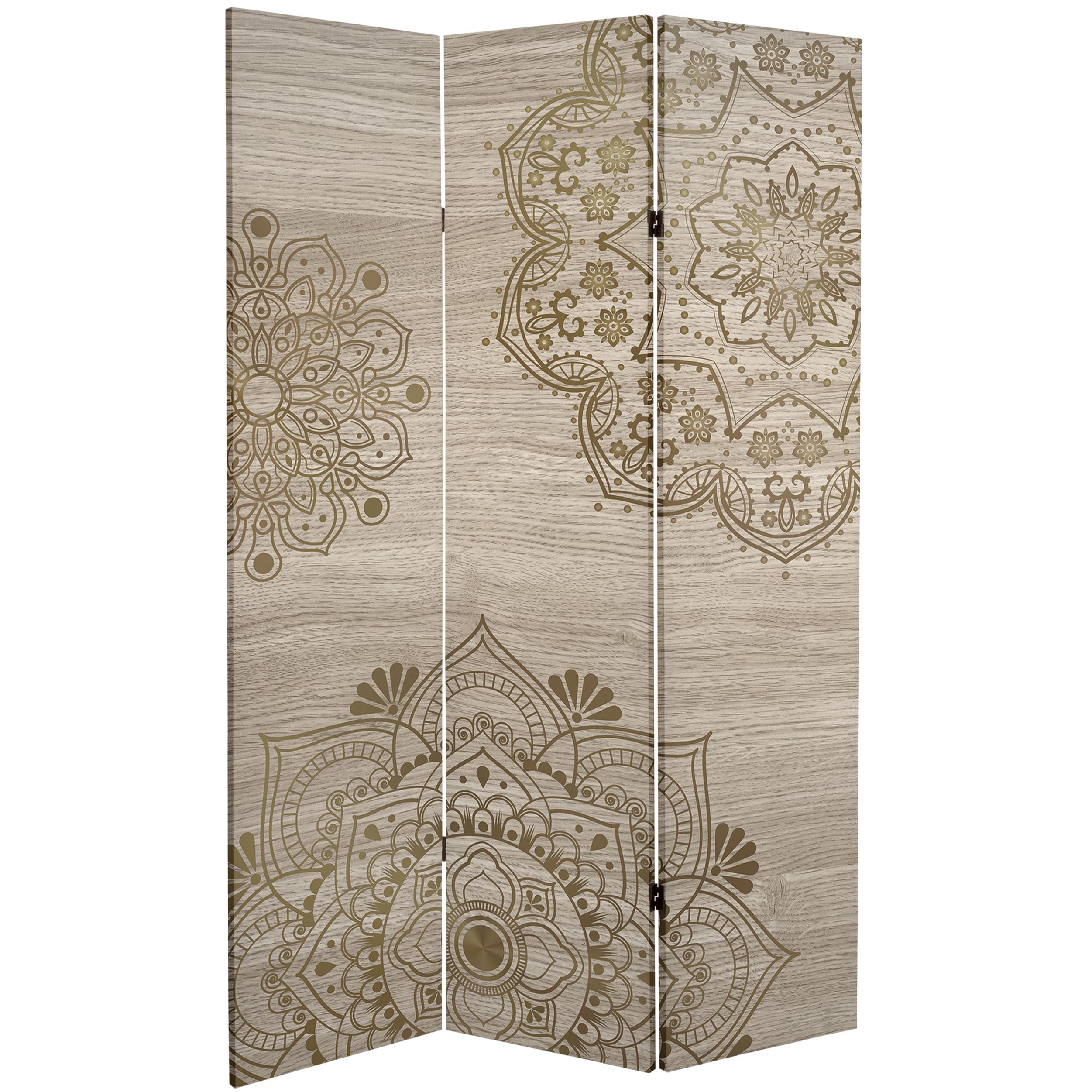 6 ft. Tall Double Sided Mandala on Oak Canvas Room Divider