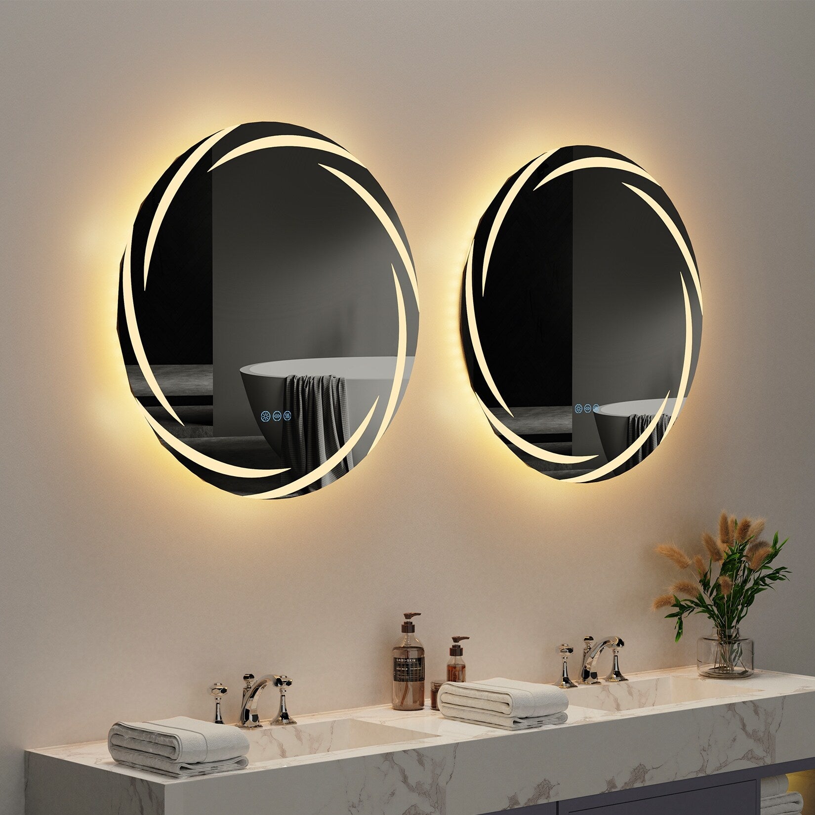 Waterproof LED Touch Light Bathroom Mirror Anti fog Vanity Dimmable