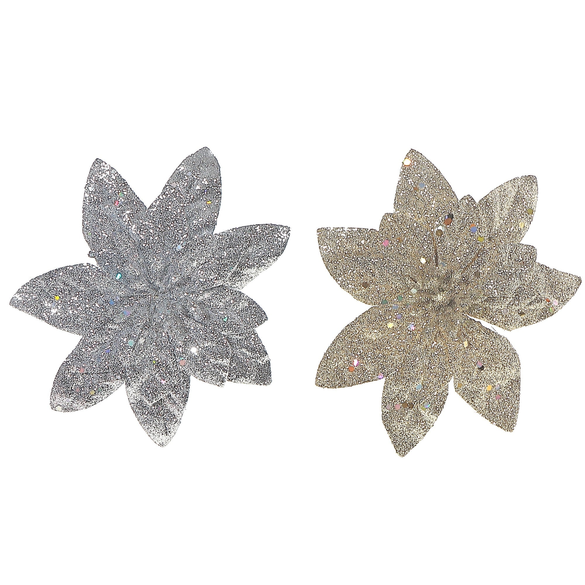 Glitter Poinsettia Clip - Set of 12 - Multi