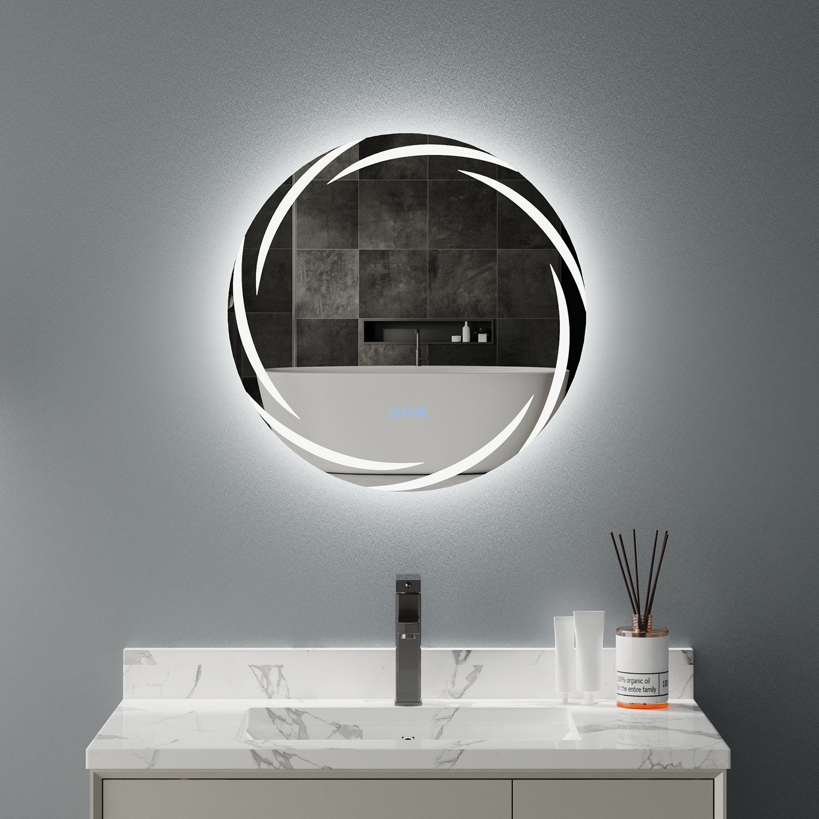 Waterproof LED Touch Light Bathroom Mirror Anti fog Vanity Dimmable