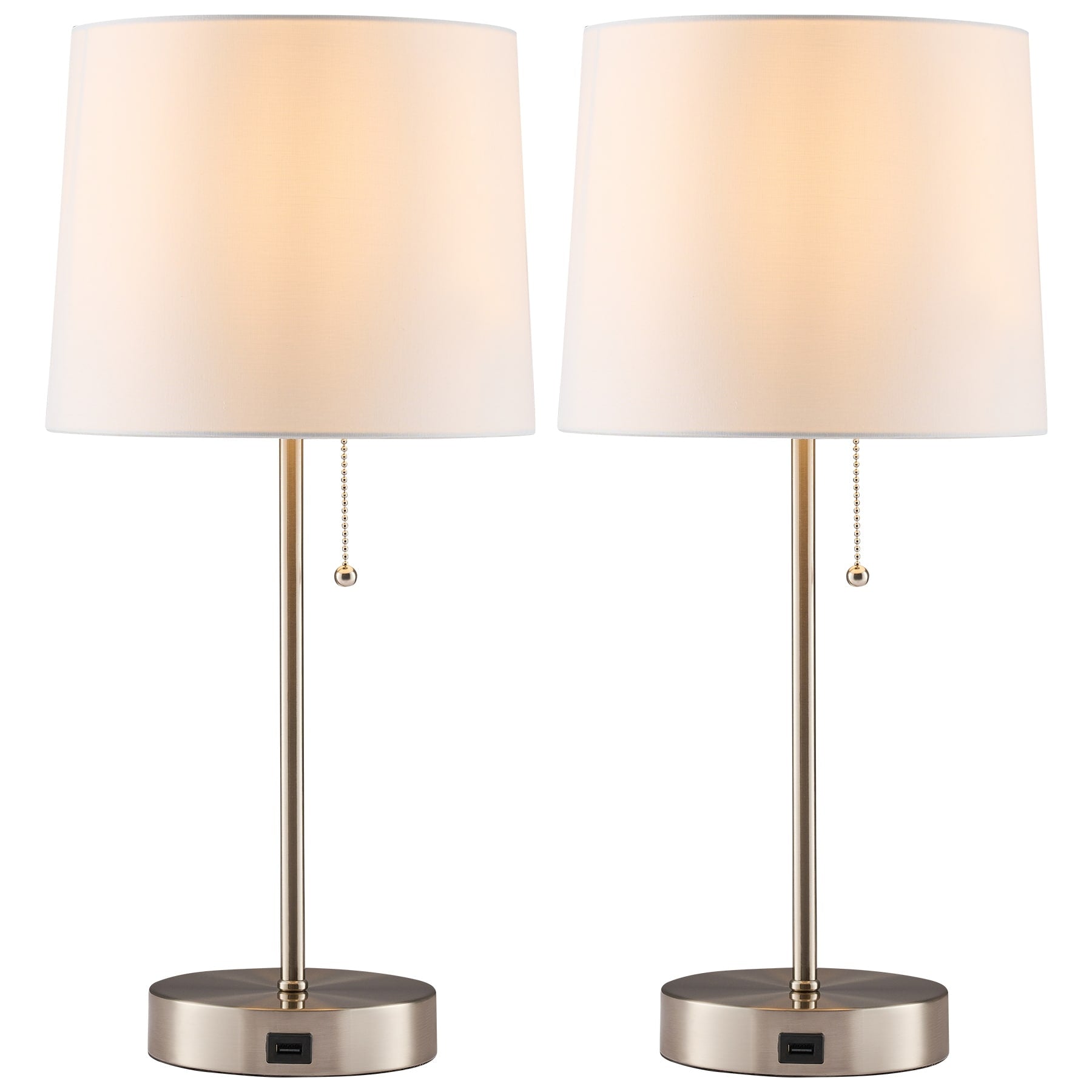 CO-Z Brushed Nickel Table Lamp with USB Set of 2