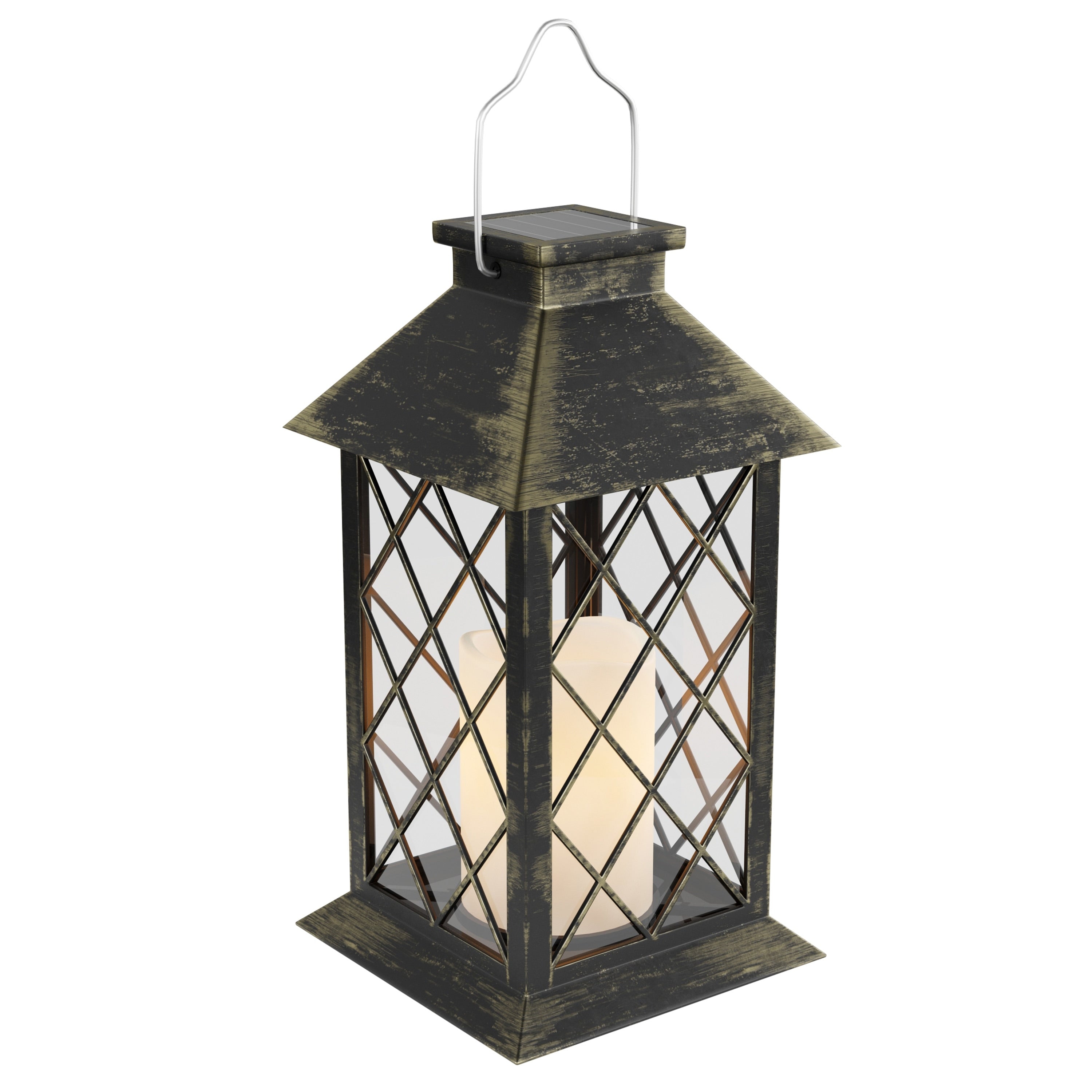 Lavish Home Solar Powered Lantern with LED Candle