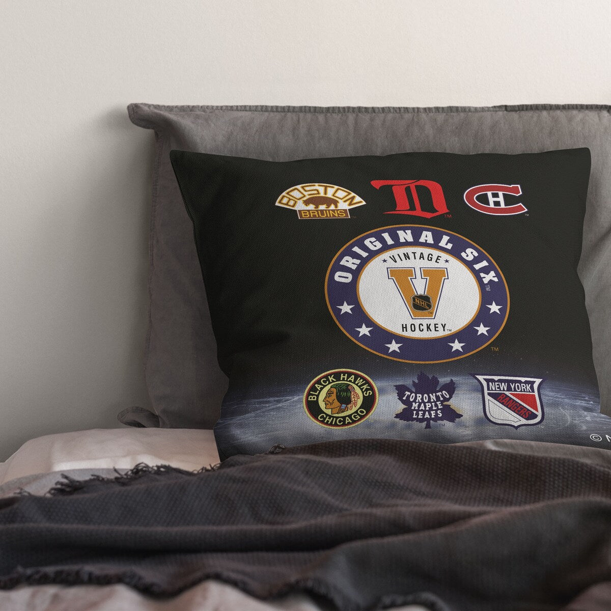 NHL First Six Printed Throw Pillow - Black