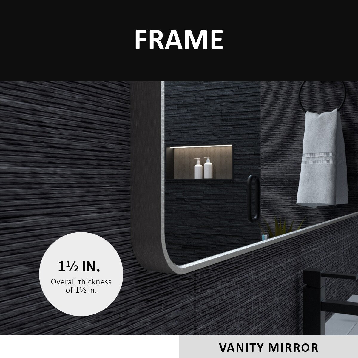 24 in. W x 36 in. H Rectangular Framed Wall Bathroom Vanity Mirror in Brushed Nickel