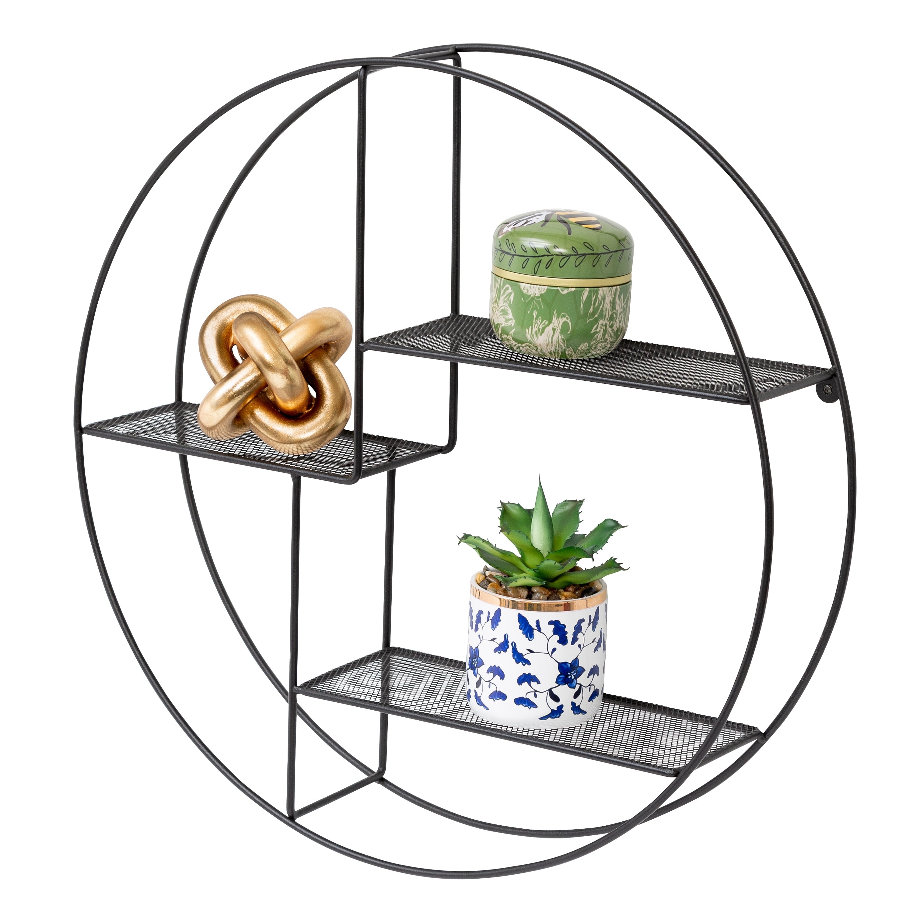 Honey-Can-Do Black 3-Tier Steel Circle Wall Accent Shelf