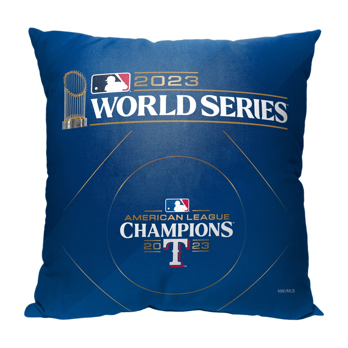 MLB 2023 World Series Participant Manifest Texas Rangers Printed Throw Pillow - Blue