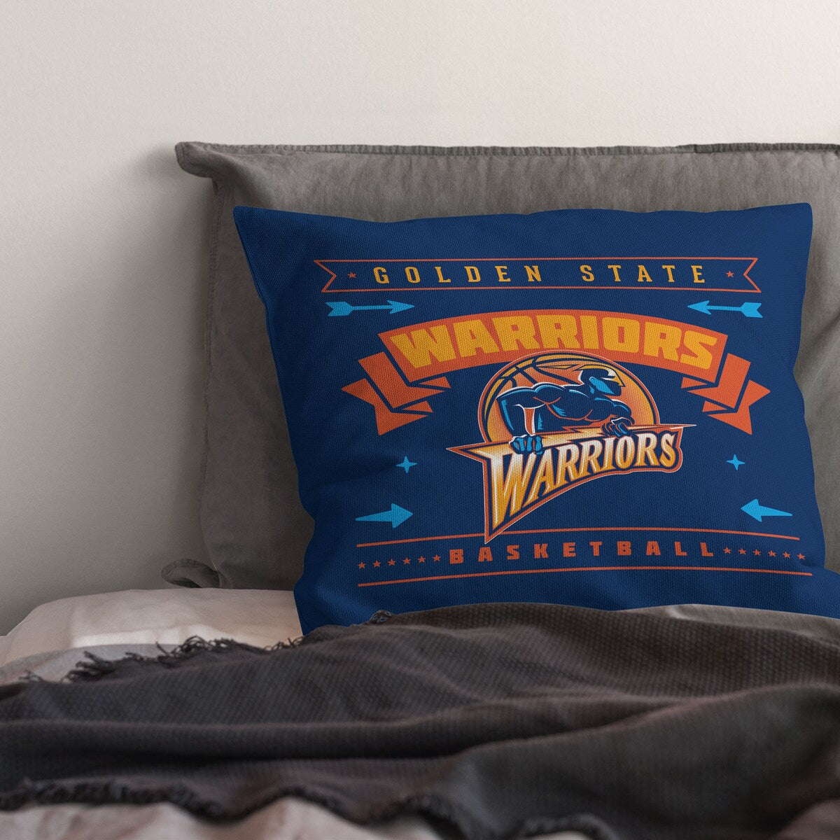 NBA Hardwood Classic Warriors Printed Throw Pillow - Blue