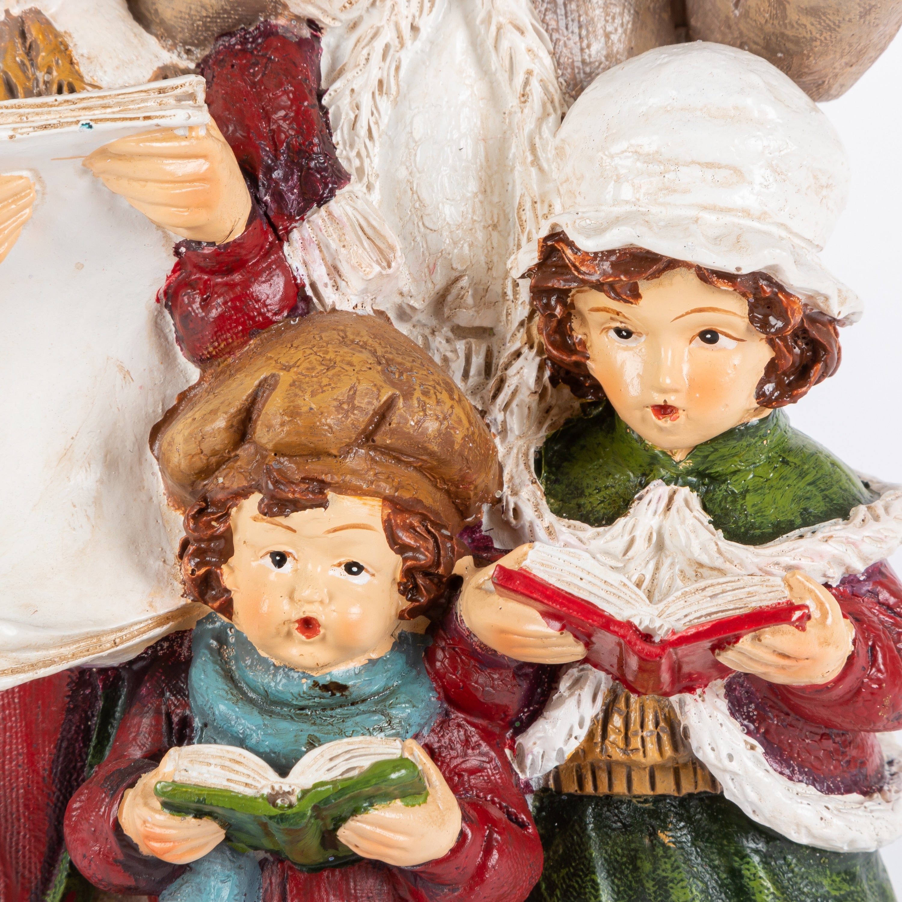 Charming 11 Inch Battery Operated Lighted Resin Holiday Carolers Figurine