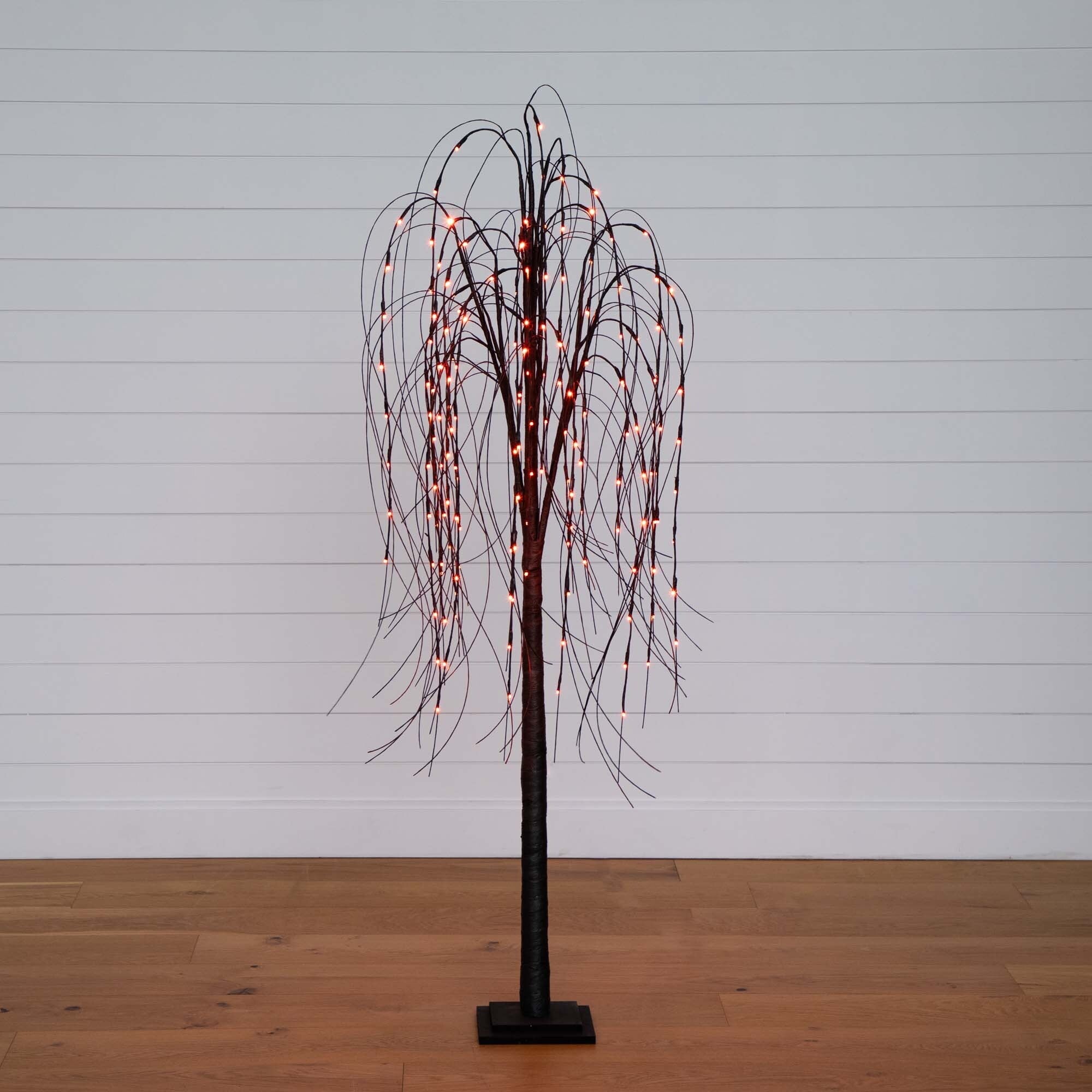 6' Pre-Lit Halloween Willow Tree with 160 Orange & Purple LED Lights