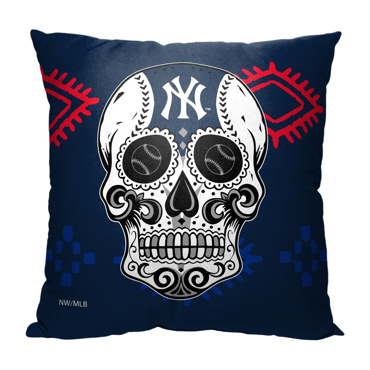 MLB New York Yankees Candy Skull 18 Inch Throw Pillow