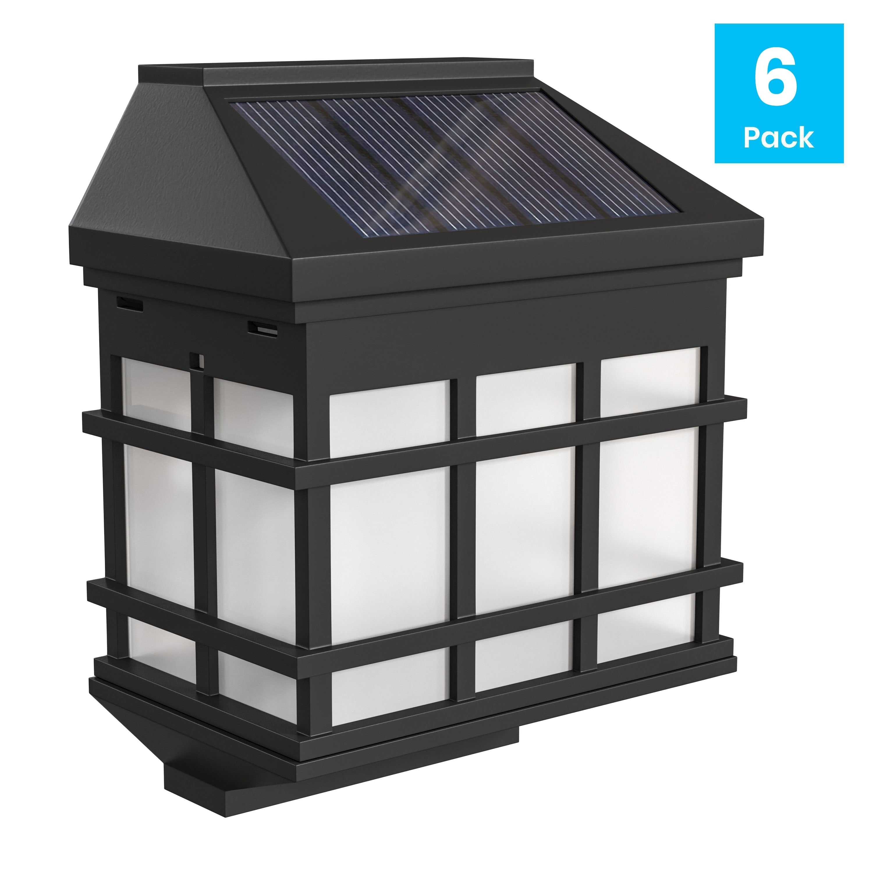 Decorative Wall Mount Solar Powered Lighting for Decks and Fencing - Set of 6