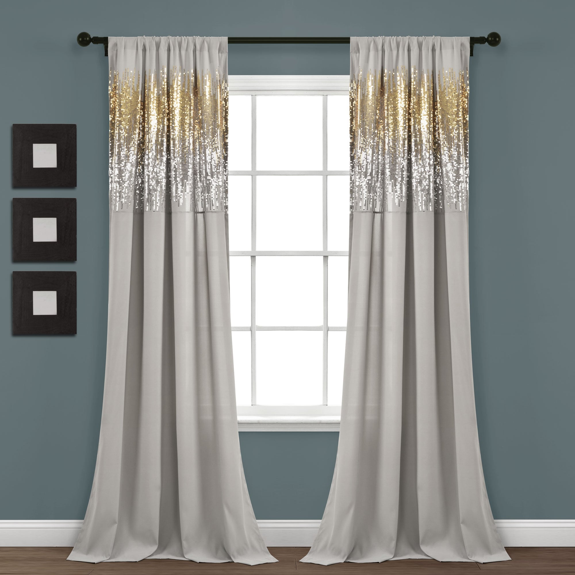 Lush Decor Shimmer Sequins Window Curtain Panel Pair - 84 x 42 - 84 x 42