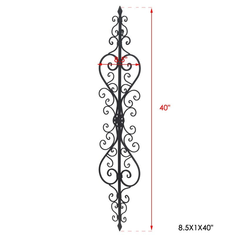 ADECO Black Scrolled Flower Metal Wall Decor Art Oblong Living Room