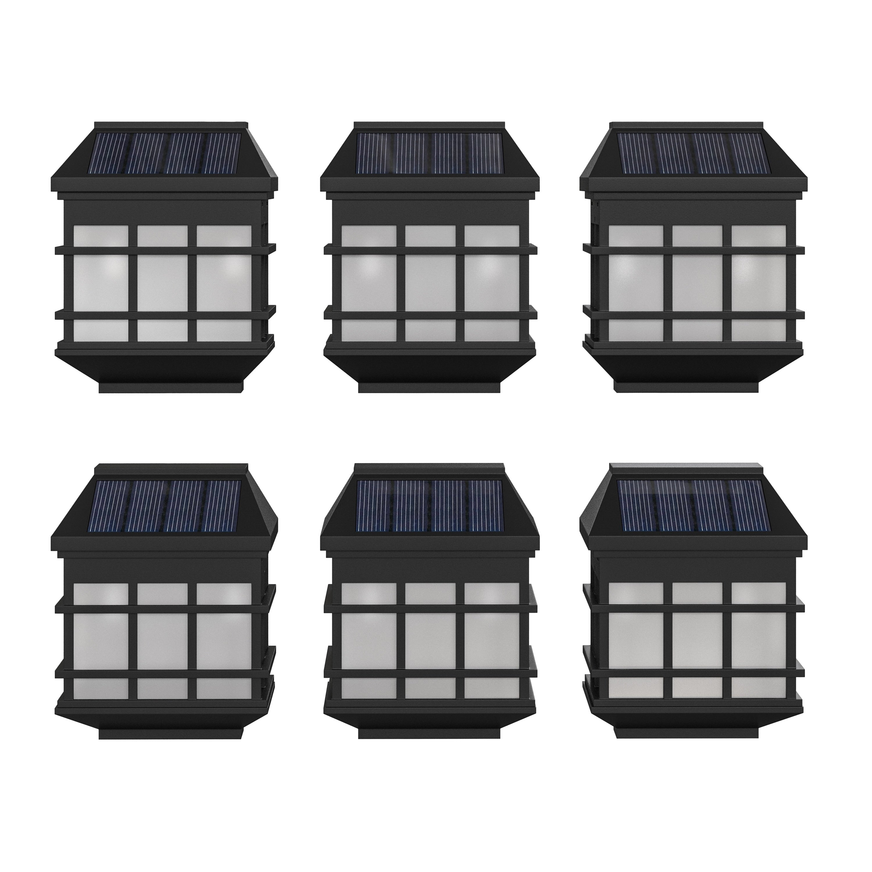 Decorative Wall Mount Solar Powered Lighting for Decks and Fencing - Set of 6