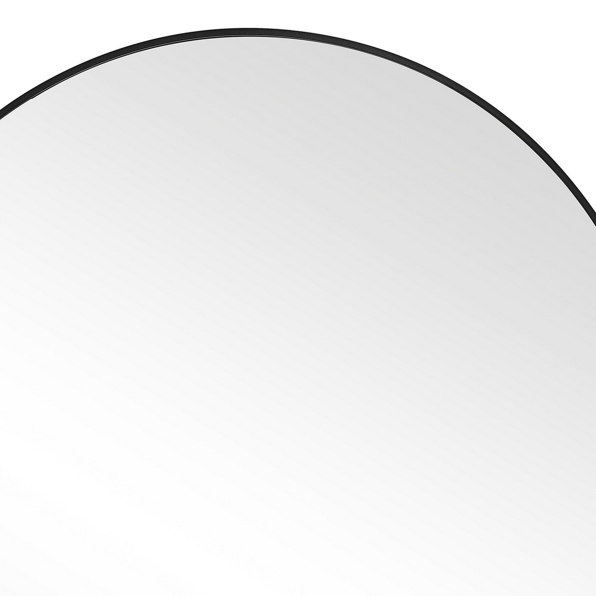 Round Shape Sleek Metal Frame Mirror, Black