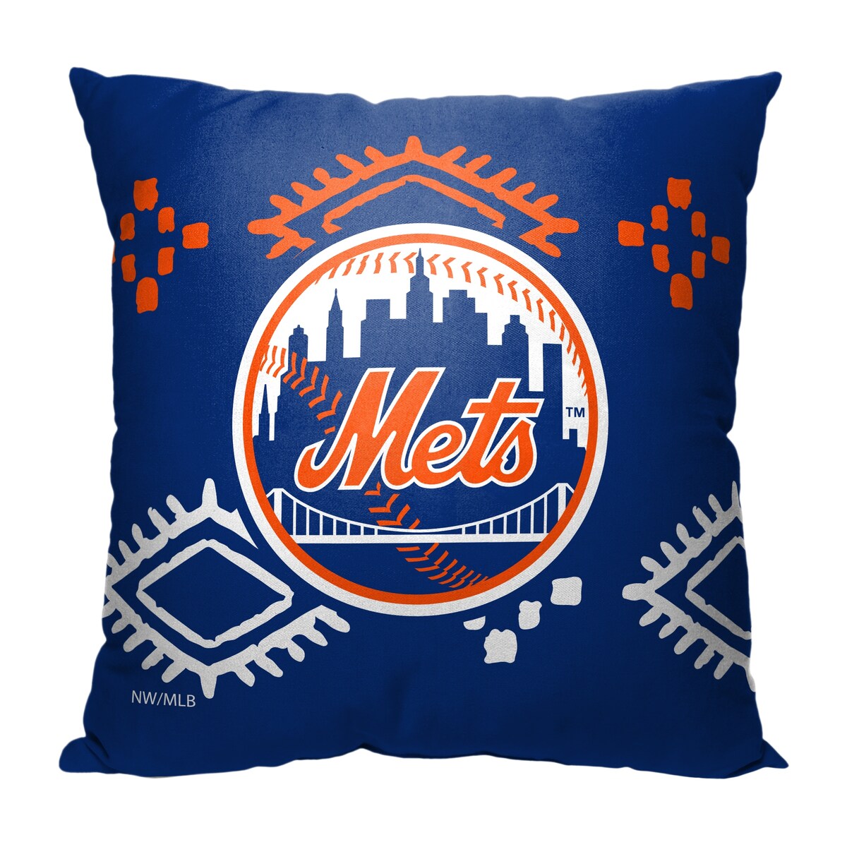 MLB New York Mets Candy Skull 18 Inch Throw Pillow