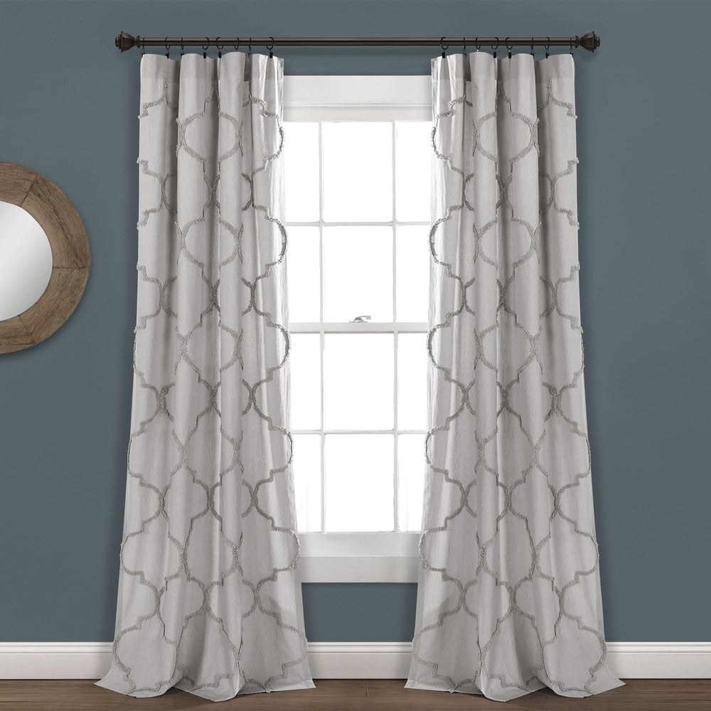 Porch & Den Aloclek Chenille Trellis Window Curtain Panel Pair