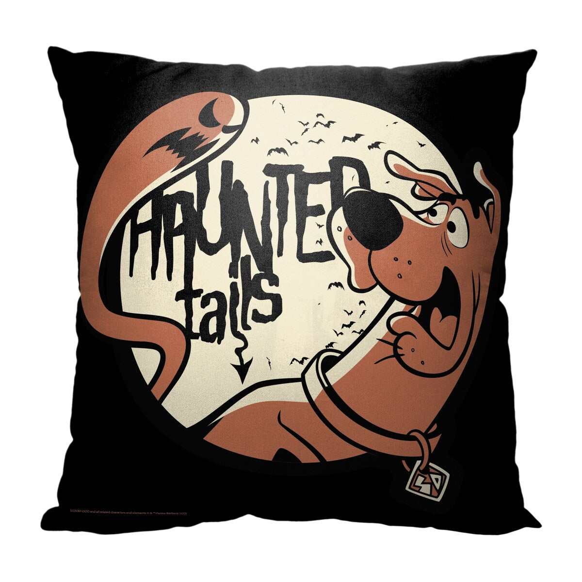 Scooby Doo Haunted Tails Printed Throw Pillow - Black