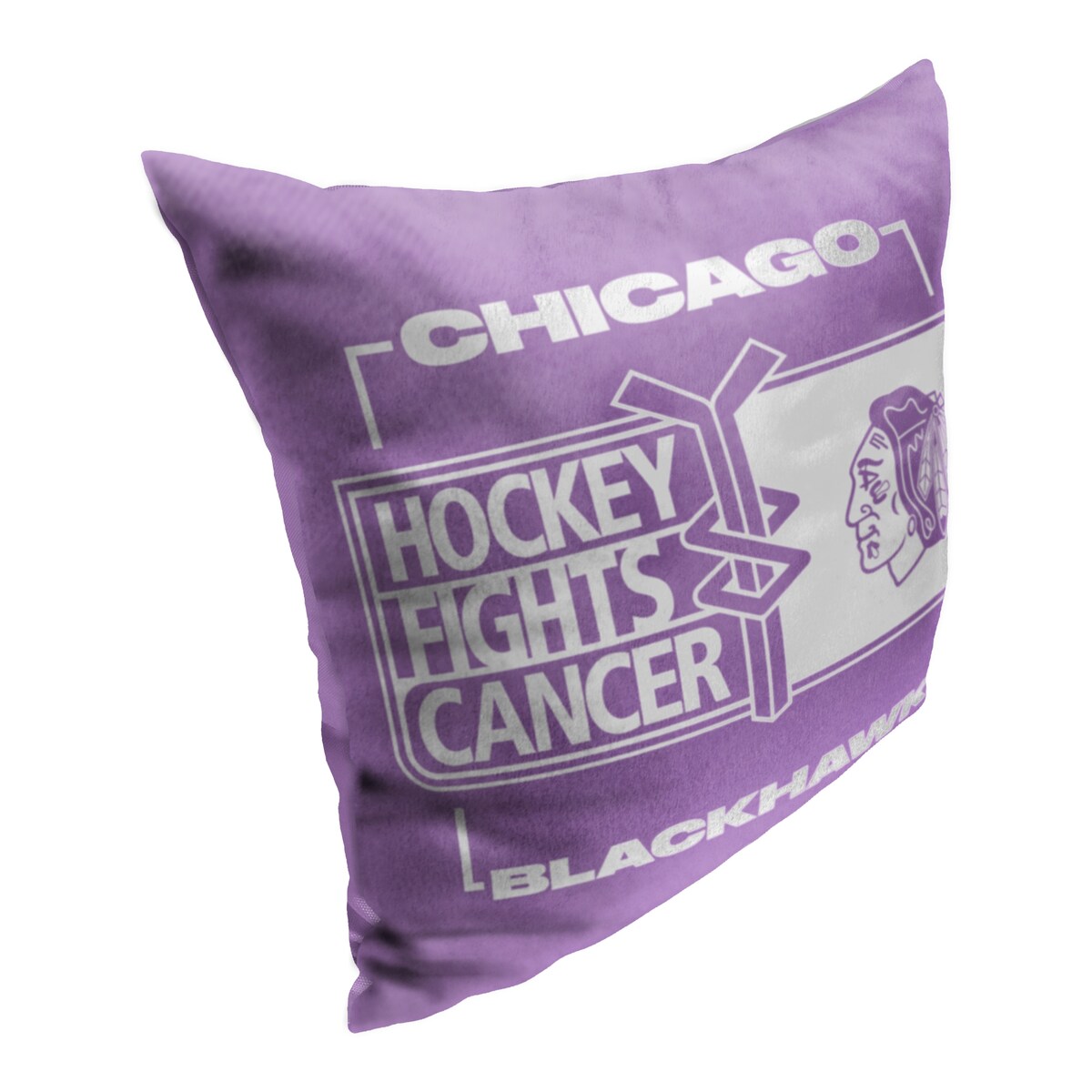 NHL Hockey Fights Cancer Fight For Blackhawks Printed Throw Pillow - Purple