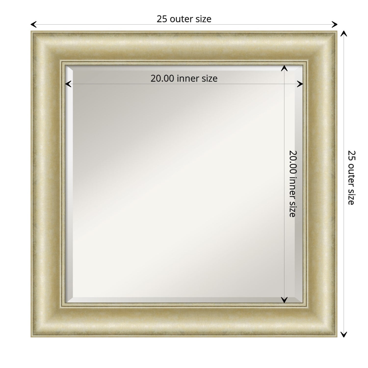 Beveled Bathroom Wall Mirror - Textured Light Gold Frame