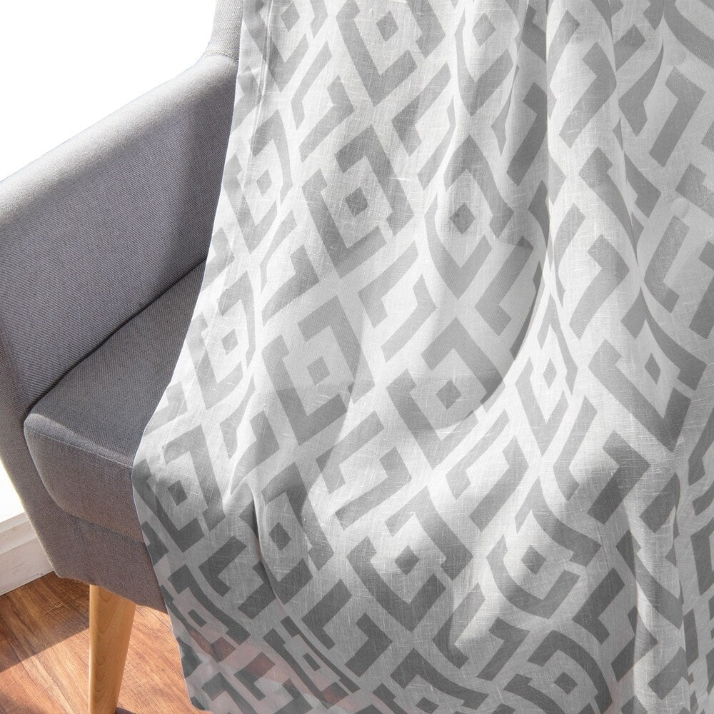 Aurora Home Faux Linen Modern Geometric Curtain Panel Pair