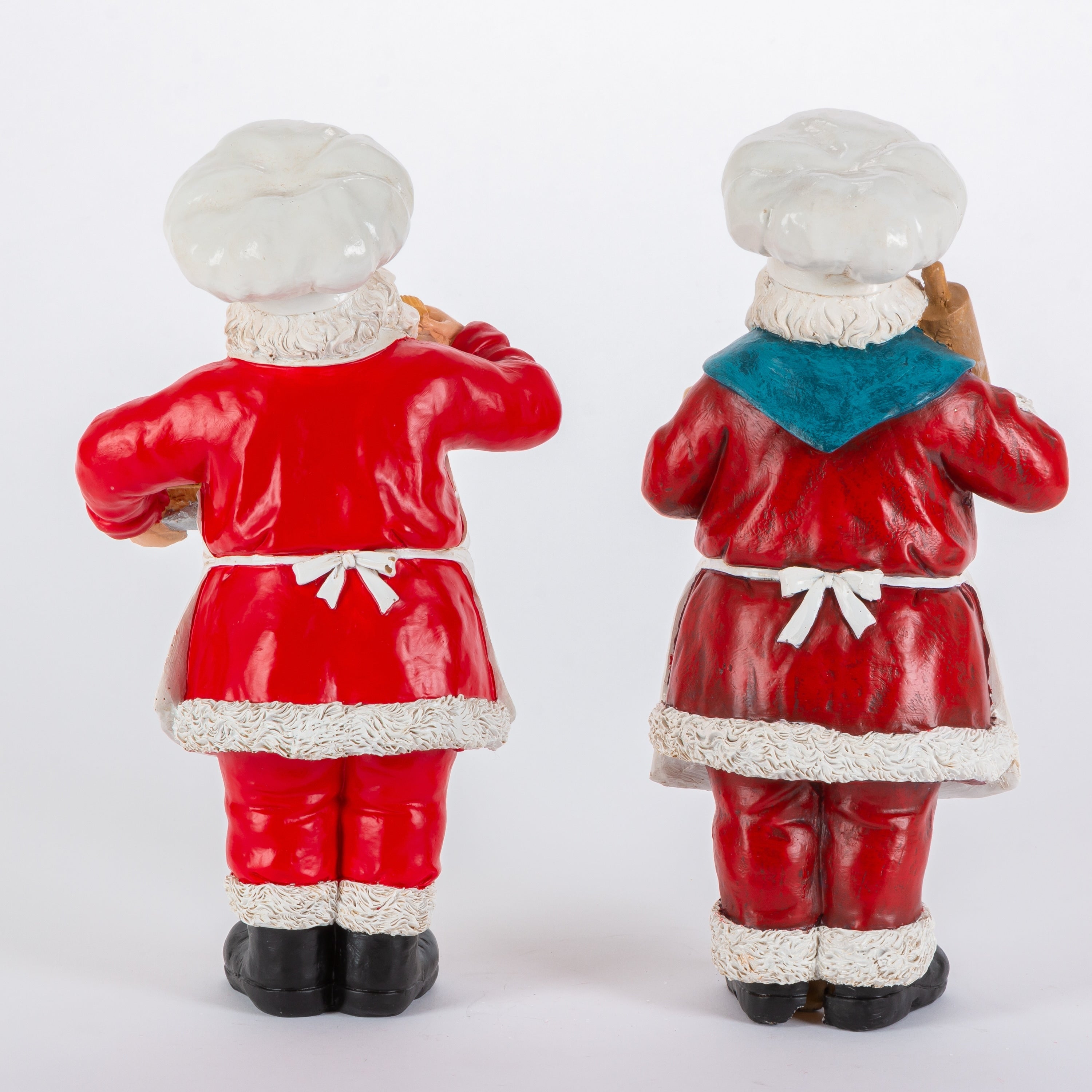 12.2 Inches High Resin Holiday Chef Santa Figurines Set of 2