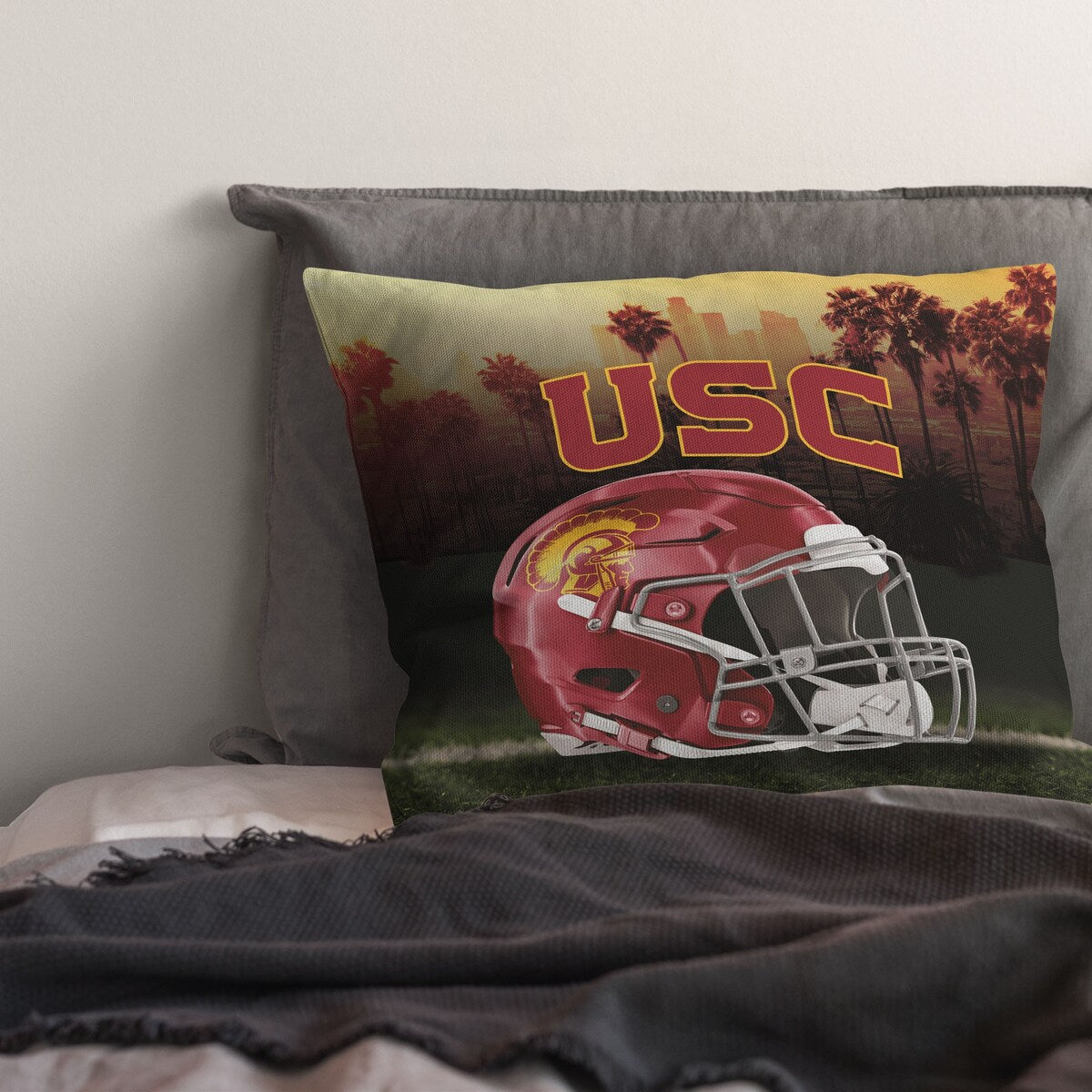 Trojan Love USC Printed Throw Pillow - Red