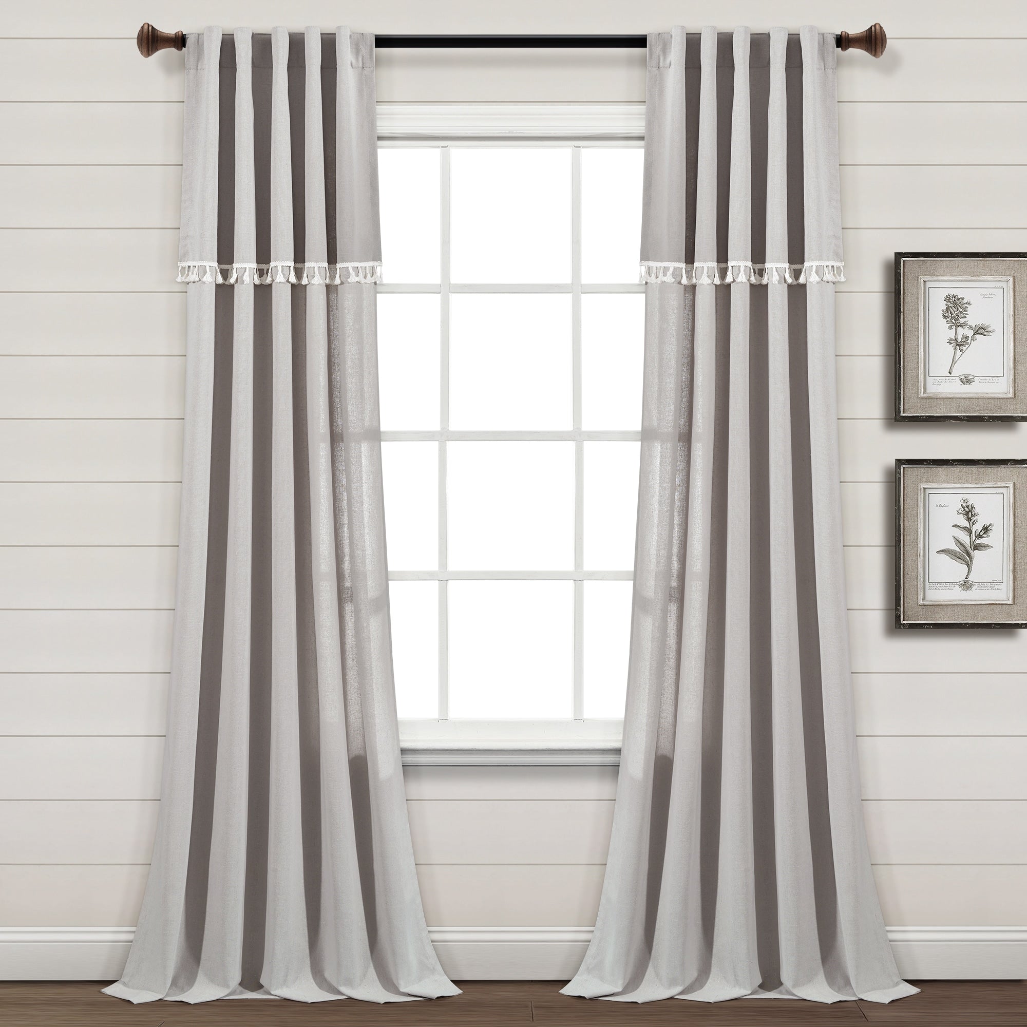 Lush Decor Ivy Tassel Faux Linen Window Curtain Panel Pair - 84 x 52