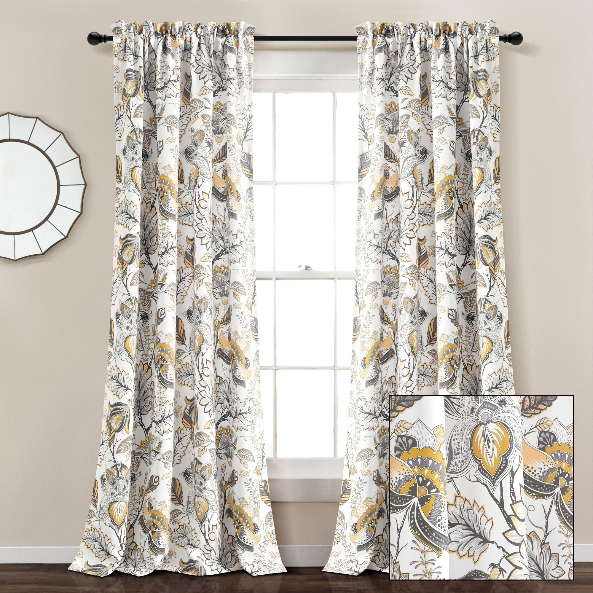 Lush Decor Cynthia Jacobean Room-darkening Curtain Panel Pair